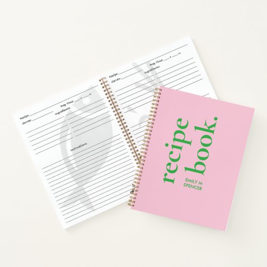はっきりしたモダンカラフルシンプルレシピ ノートブック (内部)