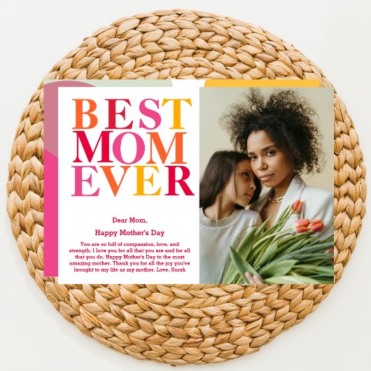 はっきりしたモダンカラフル最高のお母さん カード