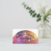 はっきりしたモダンカラフル水彩半円 名刺 (スタンド正面)