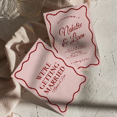 はっきりしたモダンカラフル結婚お洒落ファンキーレトロ 招待状