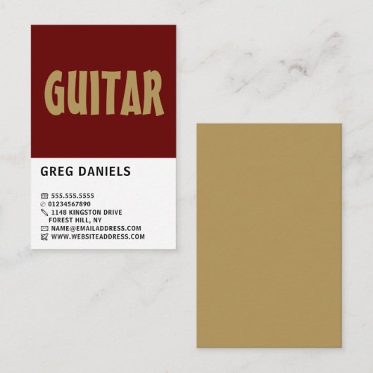 はっきりしたモダンギタリストプロフェッショナルミュージシャン 名刺 (正面/裏面)
