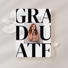 はっきりしたモダンクラシック写真卒業 招待状