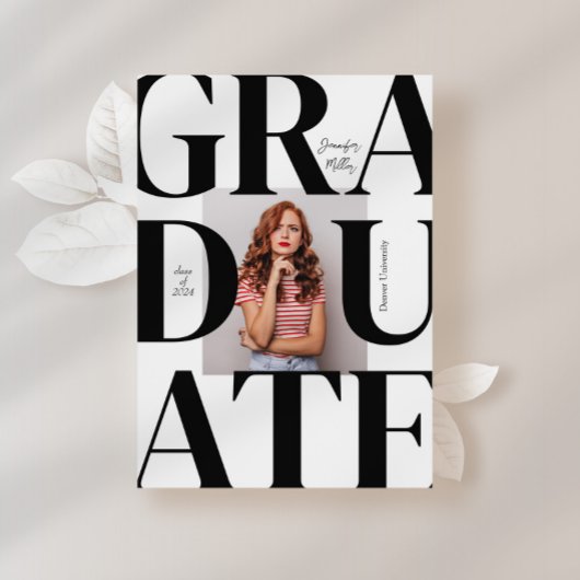 はっきりしたモダンクラシック写真卒業 招待状