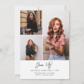 はっきりしたモダンクラシック写真卒業 招待状 (裏面)