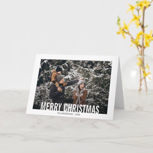 はっきりしたモダンクリスマスの写真カード カード (黄色い花)