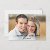 はっきりしたモダンサンゴとピンク結婚写真 サンキューカード (正面)