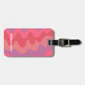はっきりしたモダンシンプルストライプ波ピンクパープルカスタム ラゲッジタグ (正面横)