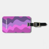 はっきりしたモダンシンプルストライプ波ピンクパープルカスタム ラゲッジタグ (正面横)