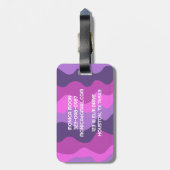 はっきりしたモダンシンプルストライプ波ピンクパープルカスタム ラゲッジタグ (裏面縦)