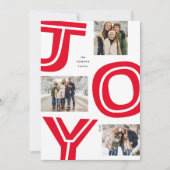 はっきりしたモダンシンプル喜び赤3枚の写真クリスマス シーズンカード (正面)