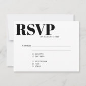 はっきりしたモダンシンプル白黒QRコード食事の選択 出欠カード (正面)