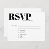 はっきりしたモダンシンプル白黒QRコード食事の選択 出欠カード (正面/裏面)