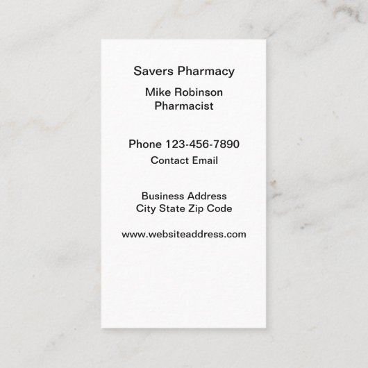 はっきりしたモダンシンプル薬局名刺 名刺 (裏面)