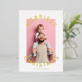 はっきりしたモダンシンプル金ゴールドChristmas Two Photo 箔シーズンカード (立ち正面)