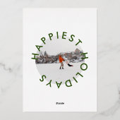 はっきりしたモダンシンプル金ゴールドChristmas Two Photo 箔シーズンカード (裏面)