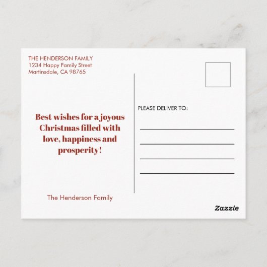 はっきりしたモダンシンプルMerry Christmas 1写真 ポストカード (裏面)