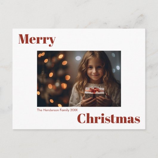 はっきりしたモダンシンプルMerry Christmas 1写真 ポストカード (正面)