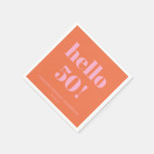 はっきりしたモダンシンプルOrange Pink 50th Birthday Party スタンダードカクテルナプキン (角)