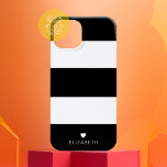 はっきりしたモダンストライプのハート付き白黒パターン Case-Mate iPhone 14ケース<br><div class="desc">巨大なミニマルデザインとストライプあなたの名前を追加する場所。小さなハートがモノグラム領域の真上に含まれている。オプションの領域を持つはっきりしたまだ文字を追加するためのデザイン。</div>