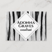 はっきりしたモダンストライプ色彩の鮮やか白黒 名刺 (正面)