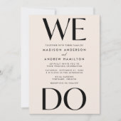 はっきりしたモダンタイポグラフィクリーム結婚 招待状 (正面)