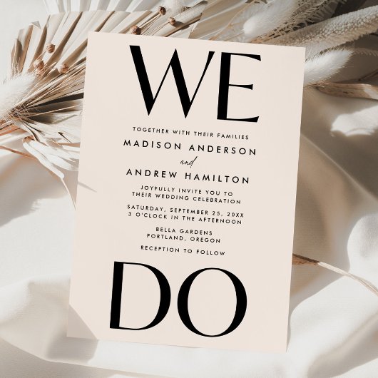 はっきりしたモダンタイポグラフィクリーム結婚 招待状