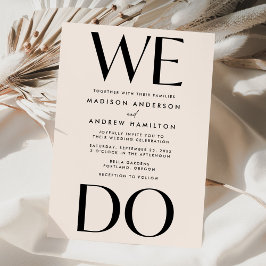 はっきりしたモダンタイポグラフィクリーム結婚 招待状