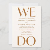 はっきりしたモダンタイポグラフィテラコッタ我々は結婚の 招待状 (正面)