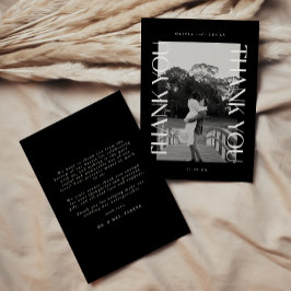 はっきりしたモダンタイポグラフィブラック結婚の写真 サンキューカード