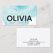 はっきりしたモダンタイポグラフィブルーウォーター色 名刺 (正面/裏面)