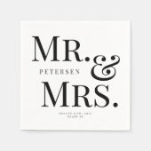 はっきりしたモダンタイポグラフィミセス結婚の スタンダードカクテルナプキン (正面)