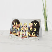はっきりしたモダンタイポグラフィ写真ハッピーサンクスギビング 箔グリーティングカード (正面)