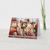 はっきりしたモダンタイポグラフィ写真メリークリスマス 箔グリーティングカード (正面)
