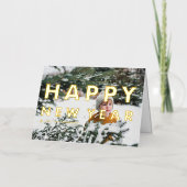 はっきりしたモダンタイポグラフィ写真新年 箔グリーティングカード (正面)