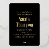 はっきりしたモダンタイポグラフィ2024卒業パーティブラック 箔招待状 (裏面)