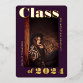 はっきりしたモダンタイポグラフィ2024卒業パーティークール 箔招待状 (正面)