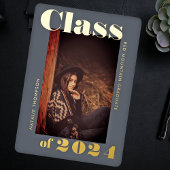 はっきりしたモダンタイポグラフィ2024卒業パーティーグレー 箔招待状