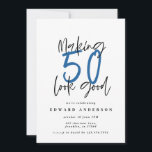 はっきりしたモダンタイポグラフィ50th birthday party<br><div class="desc">50歳の誕生日の招待状を作る。スクリプトモダン文字モノクロデザイン。コレクションの一部。</div>