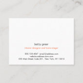 はっきりしたモダンターコイズパターンインテリア設計者 名刺 (裏面)