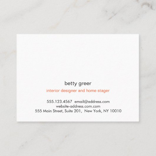 はっきりしたモダンターコイズパターンインテリア設計者 名刺 (裏面)