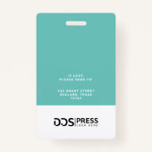 はっきりしたモダンティール（緑がかった色）円フォトプレスパス&ロゴ バッジ (裏面)