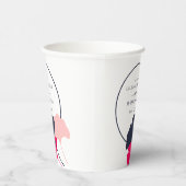 はっきりしたモダンネイビー・ピンク・ギンゴ葉の結婚 紙コップ (右)