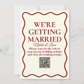 はっきりしたモダンファンキーユニークアイボリーおもしろい結婚レトロ 招待状 (裏面)