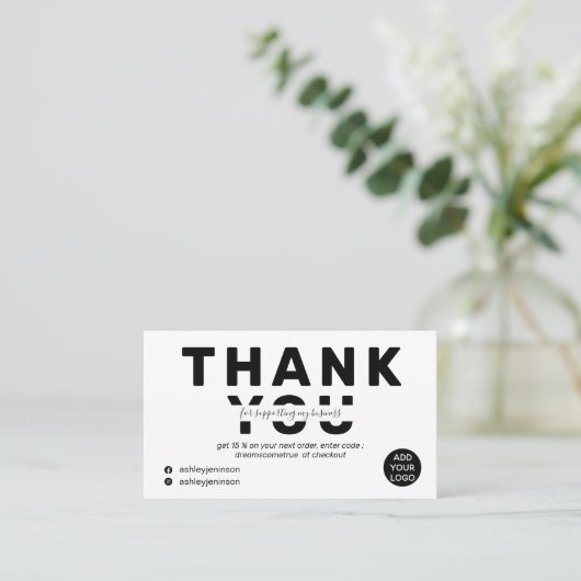 はっきりしたモダンフォントの白黒感謝してい順序 名刺 (スタンド正面)