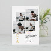 はっきりしたモダンフォント金ゴールドフォイル4枚結婚の写真 箔招待状 (立ち正面)