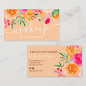 はっきりしたモダンフローラ水色文字 名刺 (正面/裏面)