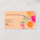 はっきりしたモダンフローラ水色文字 名刺 (裏面)