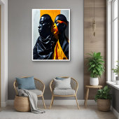 はっきりしたモダンポートレート抽象芸術幾何学模様 ポスター