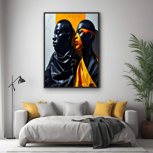 はっきりしたモダンポートレート抽象芸術幾何学模様 ポスター