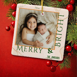 はっきりしたモダンメリーと明るい1写真クリスマス セラミックオーナメント